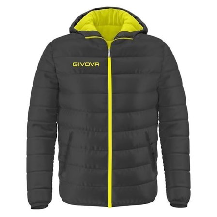 Givova Olanda dunjacka - mörkgrå/neon amarillo - 3XL