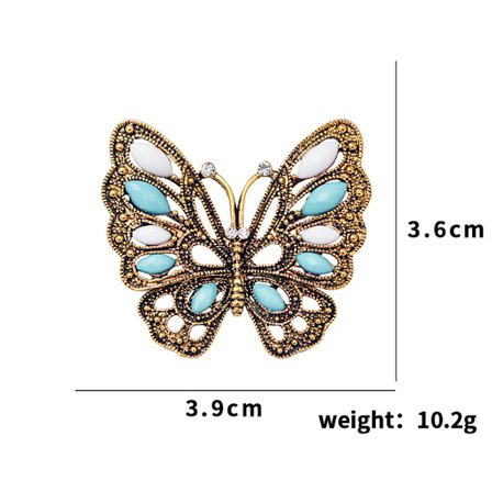 Djurbrosch för män och kvinnor Fjäril Blå Vit Metall Kaninhuvud Nål