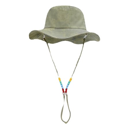 Dame Solhat Ren Farve Farverige Perler Dekor Stilfuld Hurtigtørrende Bredskygget Fiskerihat Lysegrøn