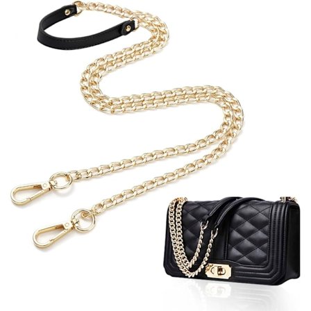 (Kulta)-1kpl, 120cm Käsilaukun Ketjun Vaihtohihna Musta Nahka C