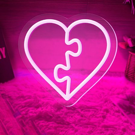 Romantiske gaver til kæreste, til min kæreste hjertepuslespil formet kærlighed neonskilt, USB-drevet dekorativt markiseskilt, vægdekoration til 