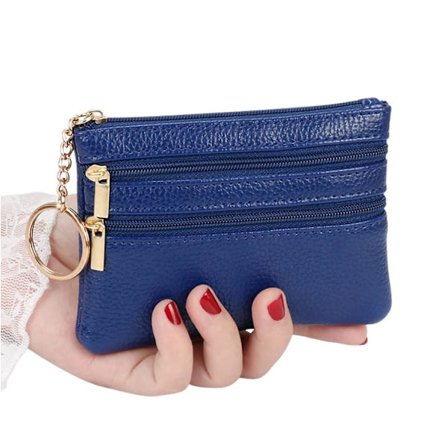 Liten lädernyckelväska, läderplånbok, män och kvinnor, liten, lätt och hållbar (svart)