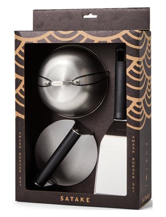 Satake Smash Burger Set Stainless Steel, Black Handle - Brown - H 40CM