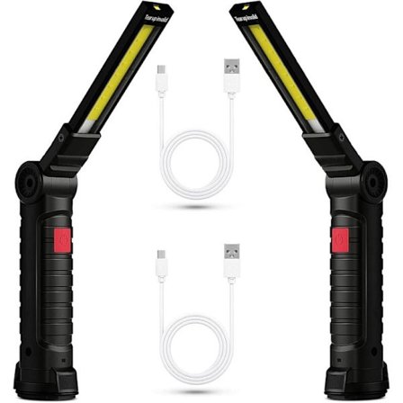 Genopladelig LED Arbejdslampe 2-pak Magnetisk COB USB Lommelygte 5 Tilstande 360° Campinglampe til Værksted Garage Nød Auto Inspektion Belysning{YG}