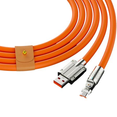 Hurtiglading Kabel Usb Til C Ledning 180 Graders Roterende Rettvinklet Hode For Hurtiglading Av Mobiltelefon 1,5m Android Liten Munn Oransje