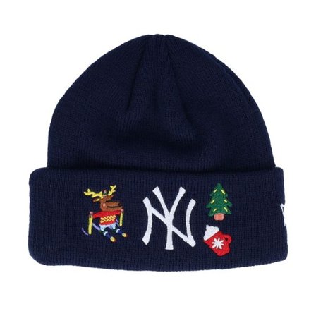 New Era - MLB Blå cuff Beanie - Kids New York Yankees Infant Festive Knit Black/White Cuff @ Hatstore