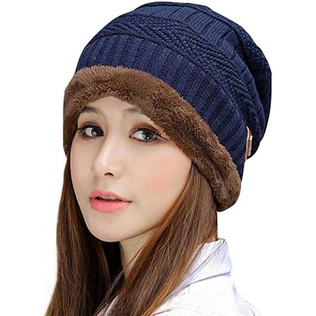 Womens Thick Warm Winter Beanie Hat Slouchy Skully Knit Hats,Nav
