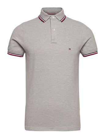 Core Tommy Tipped Slim Polo Polos Short-sleeved Grå Tommy Hilfiger