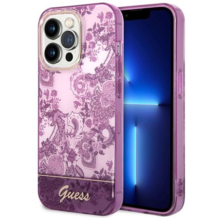 Guess Porselen Collection-etui for iPhone 14 Pro Max - fuchsia