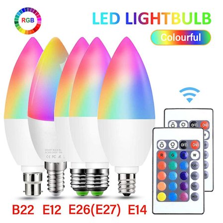 UUSI RGB Led -väriä vaihtava älykäs lamppu Kaukosäädin E12/E14/E26/E27/B22 Sisätiloihin