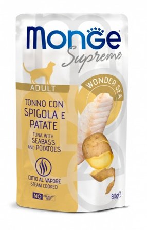 Monge Supreme Pezzetti Di Tonno Con Spigola E Patate Per Gatti
