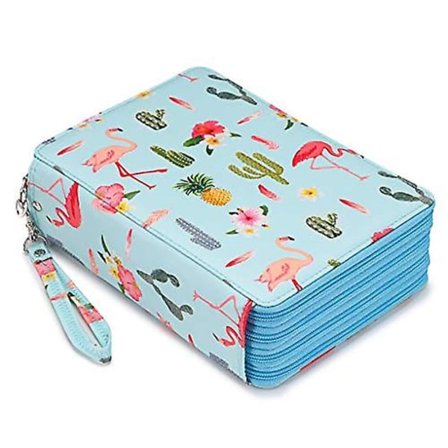 Värikynäkotelo - 200 paikkaa kynäteline, kynäpussi, suurikapasiteettinen kynäjärjestäjä, jossa on kahvahihna, kätevä värikynärasia painokuvioilla