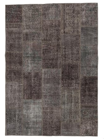 Patchwork Teppich 140X200 Schwarz/Braun Wolle, Türkei