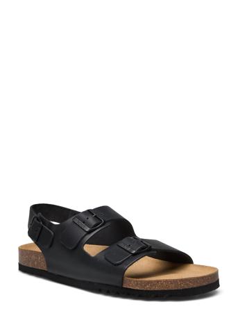 Sl Henri Leather Black Shoes Summer Shoes Sandals Svart Scholl*Betinget Tilbud