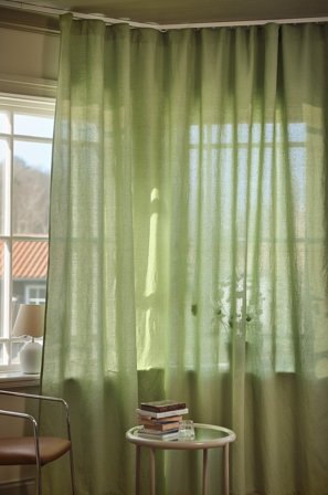 Jotex - Gardin Linmiks 1-lengde Ekstra Bred Lys grønn - LINA - Kjøp Lingardiner hos Jotex