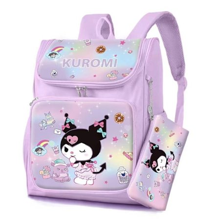 Ny Sanrio-serie tegneserie studentsekk Kitty Kuromi anime student Skrivesaker stor skoleskulderveske med etui 30*4*38cm - Perfet