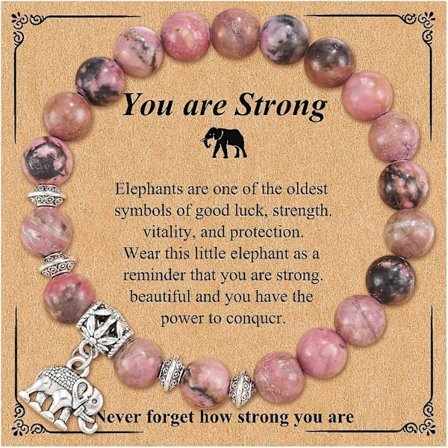 [CA] Elefantgaver til kvinder Stærkt elefantarmbånd Naturstensperlearmbånd