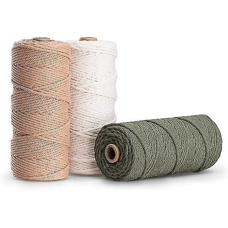3 Farger Makrame Garn, Makrame Tau 3mm X 100m Naturlig Makrame Co