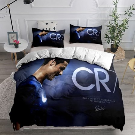 Fodboldstjerne Ronaldo, Messi, Mbappe digitalt printet børnesengetøj, tre-delt sæt