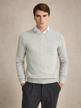 John Henric Men's Grauer Kaschmirpullover Size M