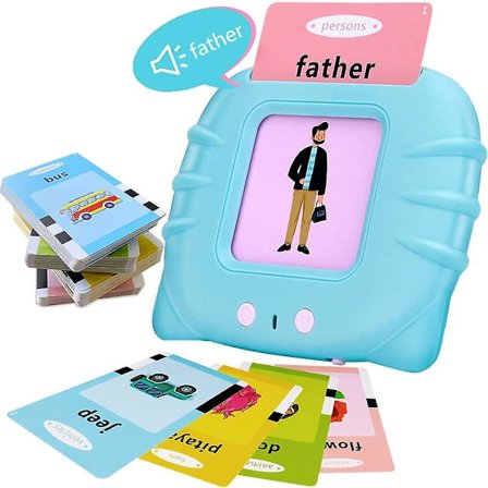 Talande flash-kort inlärningsleksaker, [2-7 år gamla] pedagogiska leksaker med 112 extra kort, bokstäver / ord / mönster / färger, upplysningspussel 