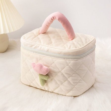 Vakosamettilaukku Meikkipussi WHITE L