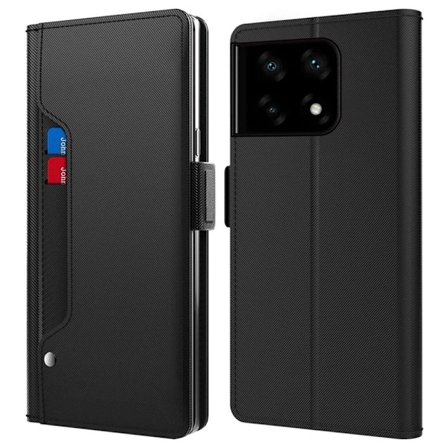 Phone Suojakotelo With Make-up Mirror And Slick Design For OnePlus 10 Pro - Musta
