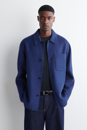 COS Homme Surchemise Laine Double Face in Bleu