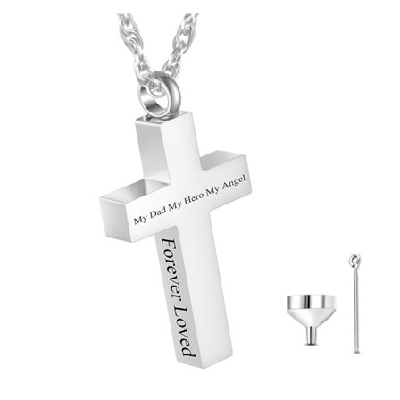 Aveki Hjerte Urne Halskæde til Aske, Urne Halskæder til Aske Kremering Smykker til Aske, Aske Halskæde til Minder om den Elskede, Kors-1