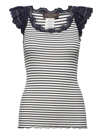 Silk Top W/ Lace T-shirts & Tops Sleeveless Multi/mønstret Rosemunde*Betinget Tilbud