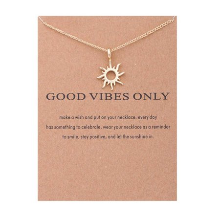 Gåvohalsband Guld Good Vibes Only Kedja Hänge