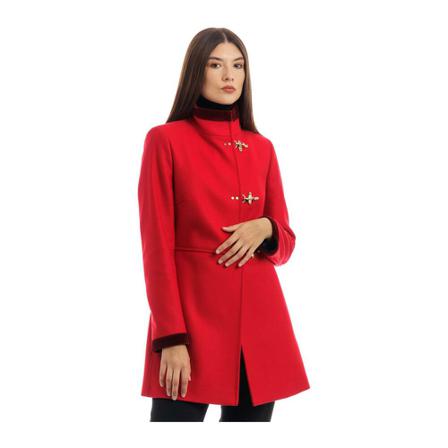 Fay Single-Breasted Coats Rød, Dame Uldfrakker