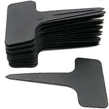 100 kpl Paksuja muovisia merkintälappuja kasveille, musta T-tyyppinen puutarhakasvien nimilappu, vedenpitävä