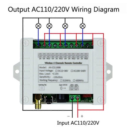 4CH RF Trådløs Fjernbetjeningskontaktmodtager med 2000M Langdistance Fjernbetjening Sugere En