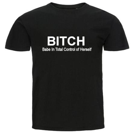 T-shirt - Bitch - Babe In Total Control Of Herself Black Storlek L