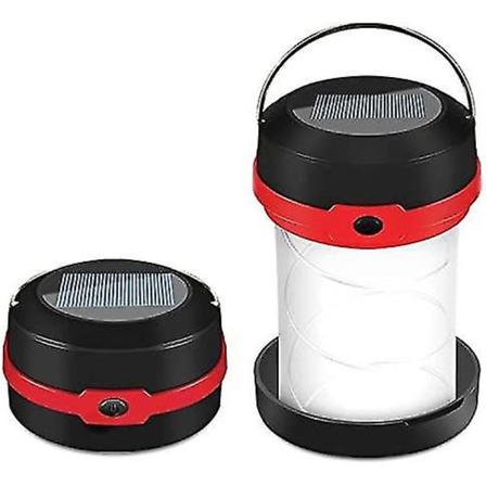 Sammenfoldelig campinglanterne, 2 opladningsmetoder Solar og Usb med 3 lystilstande, sammenklappelig campinglys og hængekrog til camping, udendørs, 