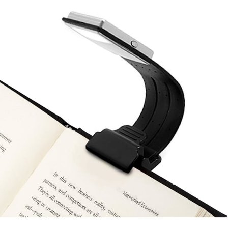 Clip-on boglæselampe USB genopladelig 3000K-5000K dæmpbar bogmærke slank til seng Kindle læsning (sort) (klassisk sort)
