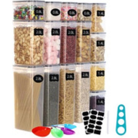 16 Dele Opbevaringsglas Sæt, Müsli Glas og Madopbevaringsbeholdere i Bulk, BPA Fri