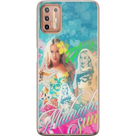 Yhteensopiva Puhelinkuori Motorola Moto G9 Plus Seikkailumaailma Steve, Creeper ja eläimillä värikkäässä palikkagrafiikassa