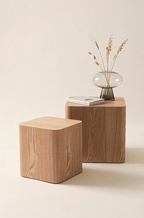 Jotex - Set Van 2 Bijzettafels 30x30 Cm, 40x40 Cm Naturel Naturel - CUBO - Koop Sidetables & bijzettafels bij Jotex