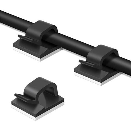50 stk. kabelklemmer, selvklæbende kabelarrangør ledningsholder, holdbar stærk kabelledning til bil, kontor og hjem (sort), 5 pakker