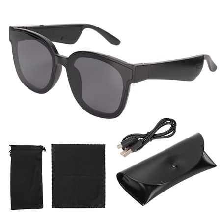 Bluetooth-solbriller til udendørs brug, bærbare støjreducerende smarte solbriller med mikrofon med høj følsomhed, mørkegrå