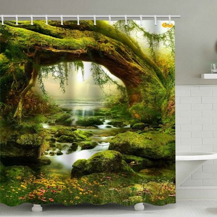 Yksi setti (Metsävirta) 12 koukulla, suihkuverho 3D digitaalinen