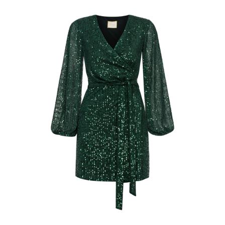 Swing Polish Fashion Concept Phenomenal Sukienki With Sequins, kobieta, Zielony