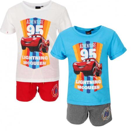 Disney Cars 2 Delat Set - T-shirt & Shorts / Kortärmad Pyjamas White 6 År /116 Cm Vit