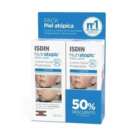 Ansigtscreme - ISDIN - Nutratopic Pro-AMP - 2x50ml - Uden parfume - Alle hudtyper