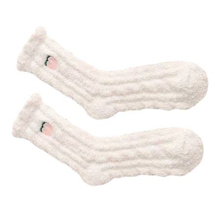 1 par barnkorallfleece strumpor, plyschfleece strumpor, korallfleece strumpor, sova strumpor, ullsulor, handduksstrumpor (vita)