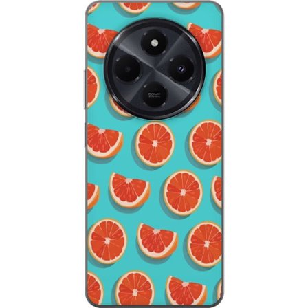 Kompatibelt Mobildeksel til Xiaomi Redmi A4 Illustrert mønster med gjentatte grapefrukt skiver mot en turkis bakgrunn