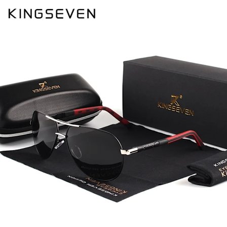 KINGSEVEN Herr Solglasögon av Aluminium Magnesium, Polariserade UV400 Solglasögon oculos Man Glasögon Solglasögon För Män N725 Silver Svart