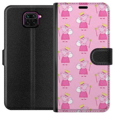 Kompatibel Tegnebogsetui til Xiaomi Redmi Note 9 Greta Gris og Peppa Pig med dinosaur og dyr, legende tegnet børnescene på blå baggrund